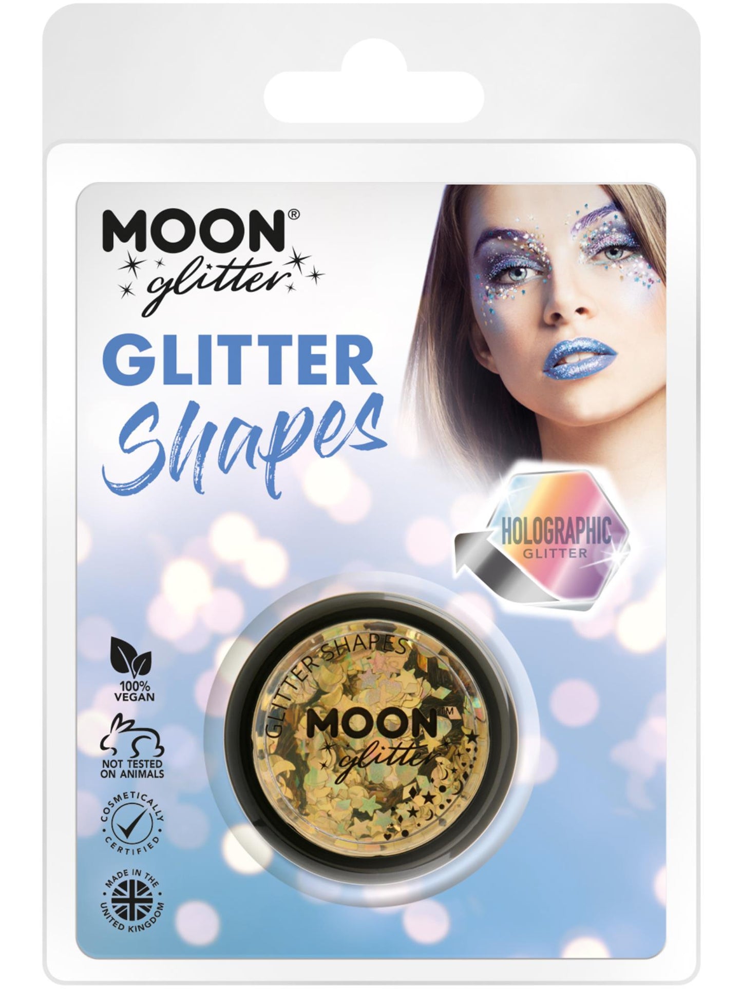 Moon Glitter Holographic Glitter Shapes, Gold Wholesale