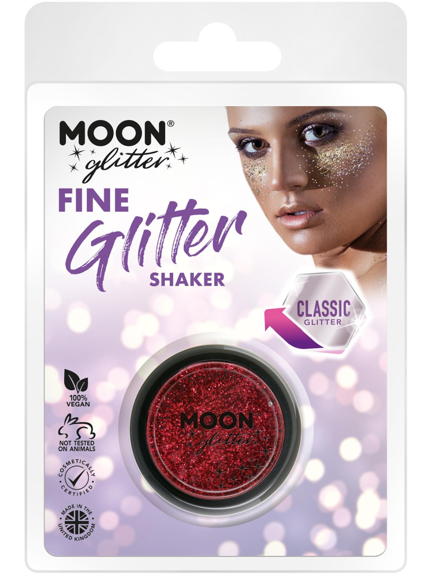 Shakers à paillettes fines classiques Moon Glitter, rouge, vente en gros