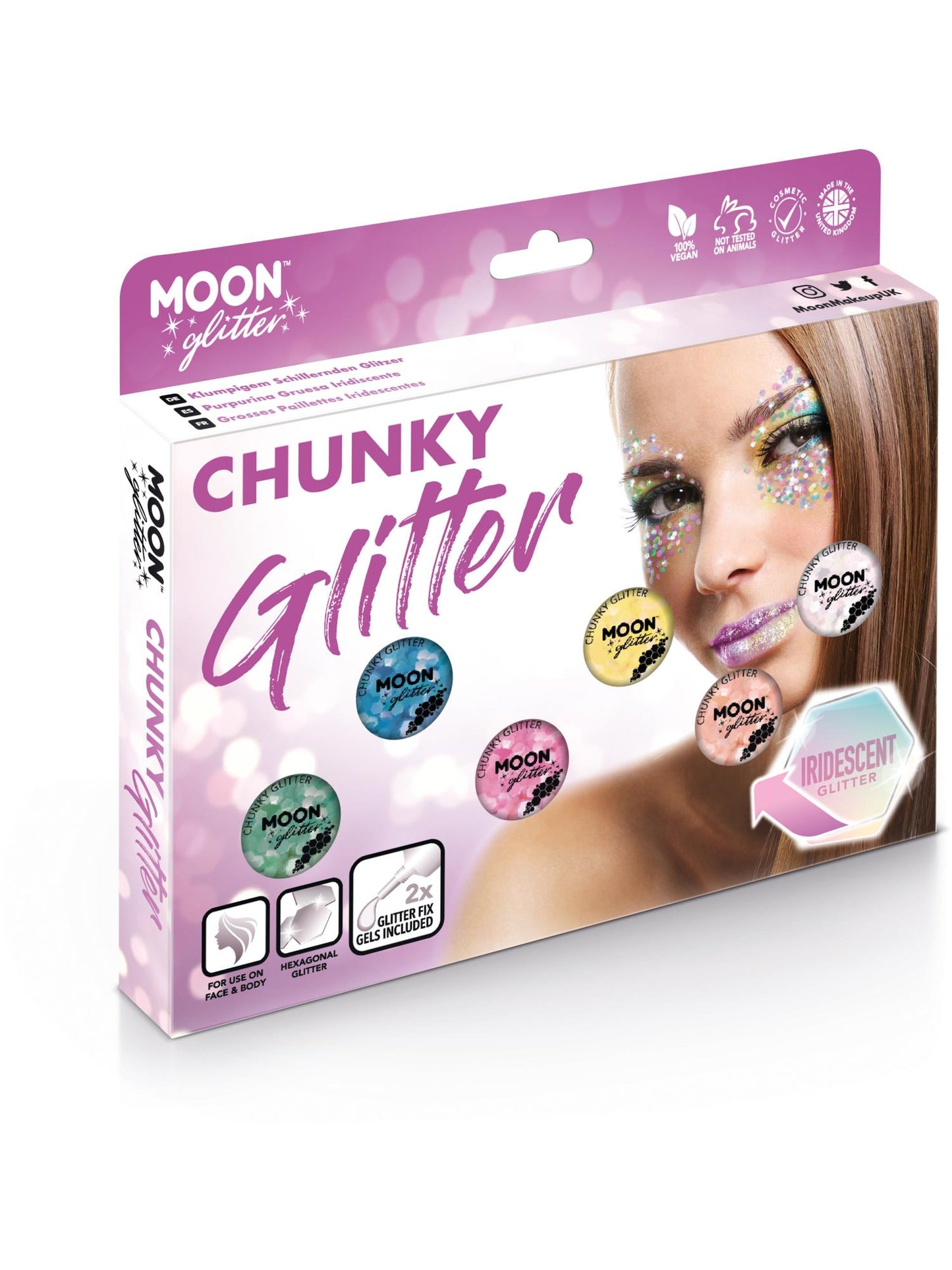 Moon Glitter Iridescent Chunky Glitter, Assorted Wholesale