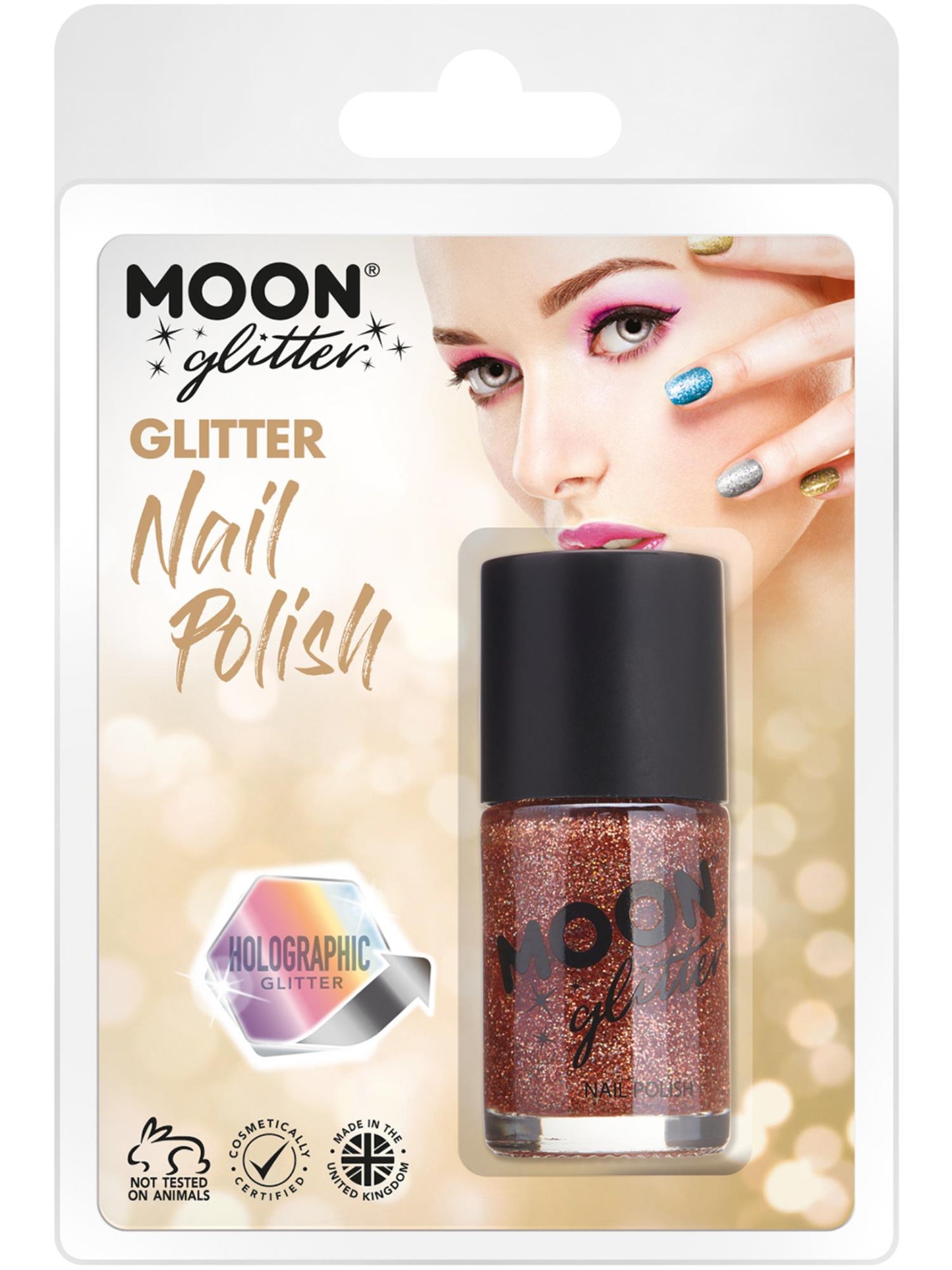Moon Glitter Holographic Nail Polish, Rose Gold Wholesale