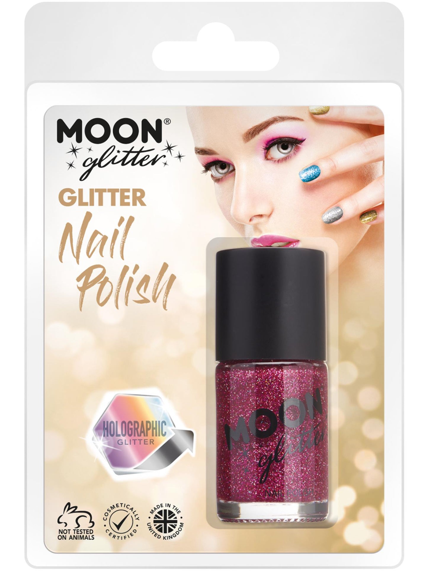 Moon Glitter Holographic Nail Polish, Fuchsia Wholesale