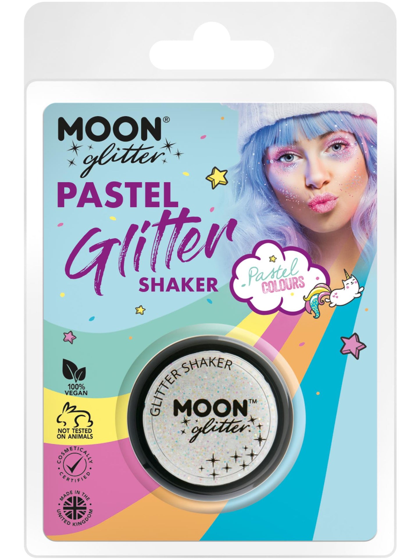 Moon Glitter Pastel Glitter Shakers, White Wholesale