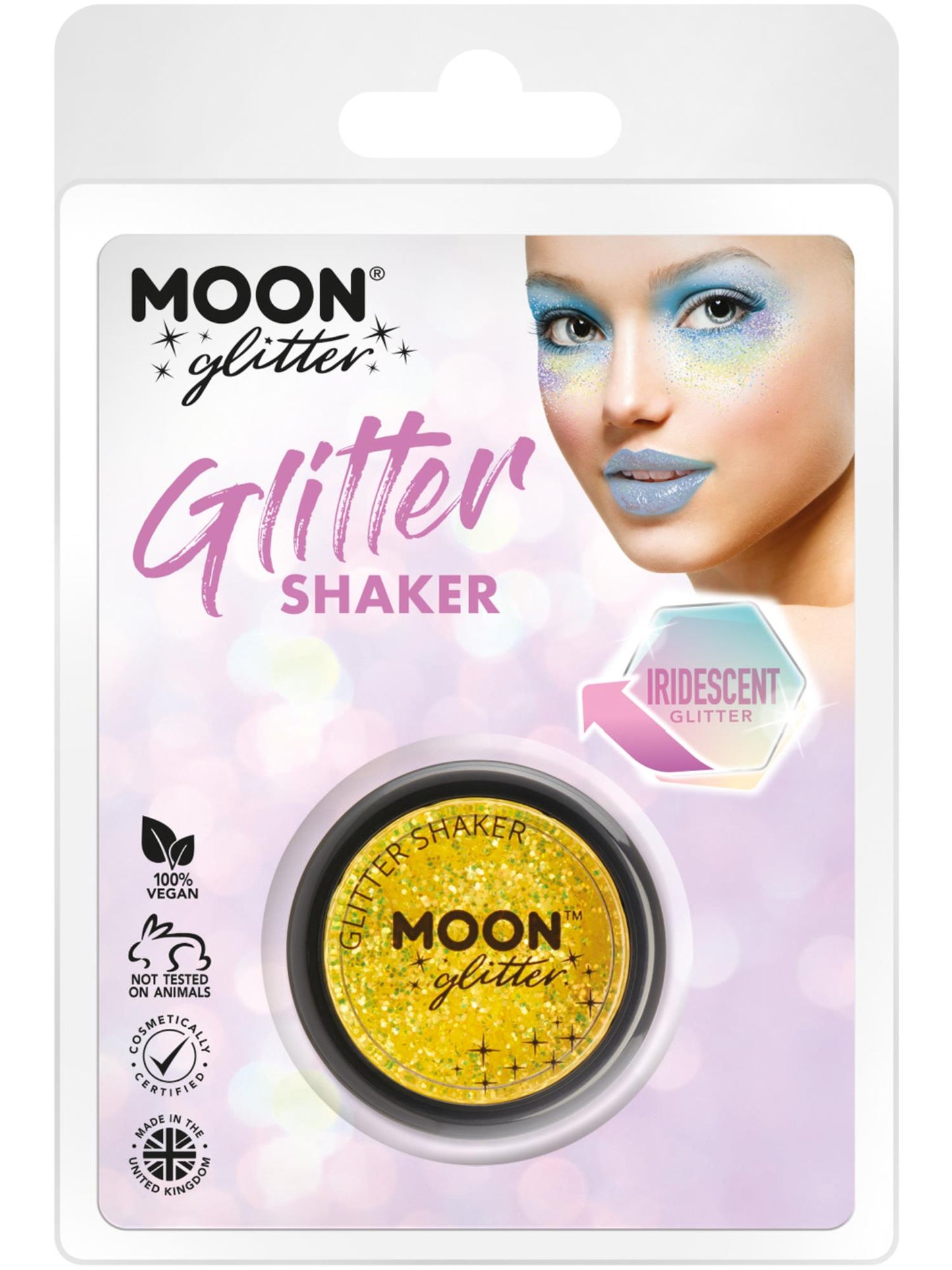 Shakers à paillettes irisées Moon Glitter, jaune, vente en gros