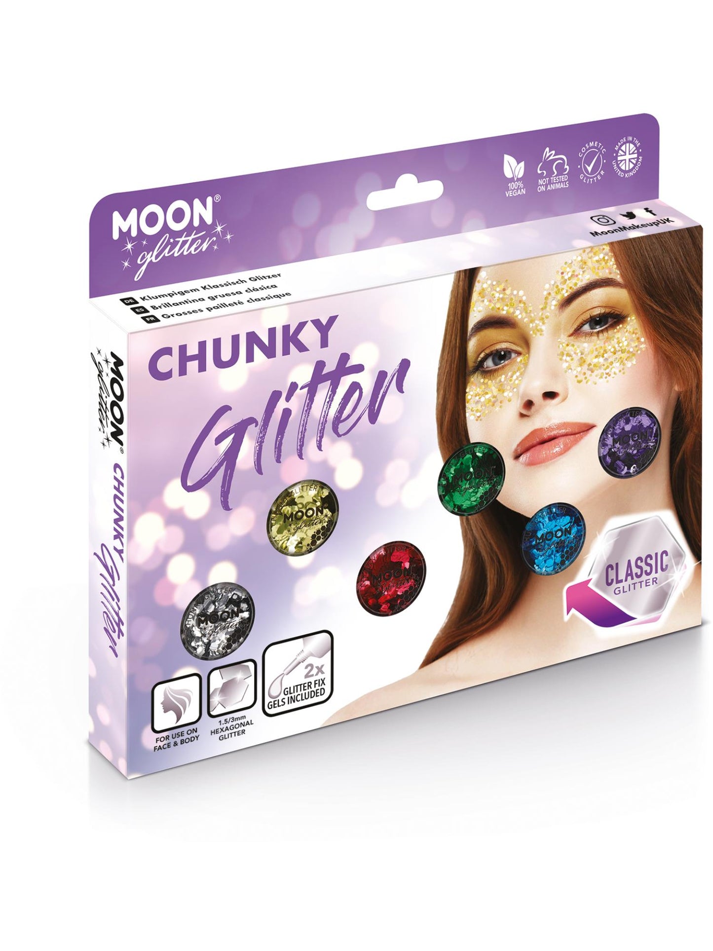 Paillettes épaisses classiques Moon Glitter, assortiment en gros