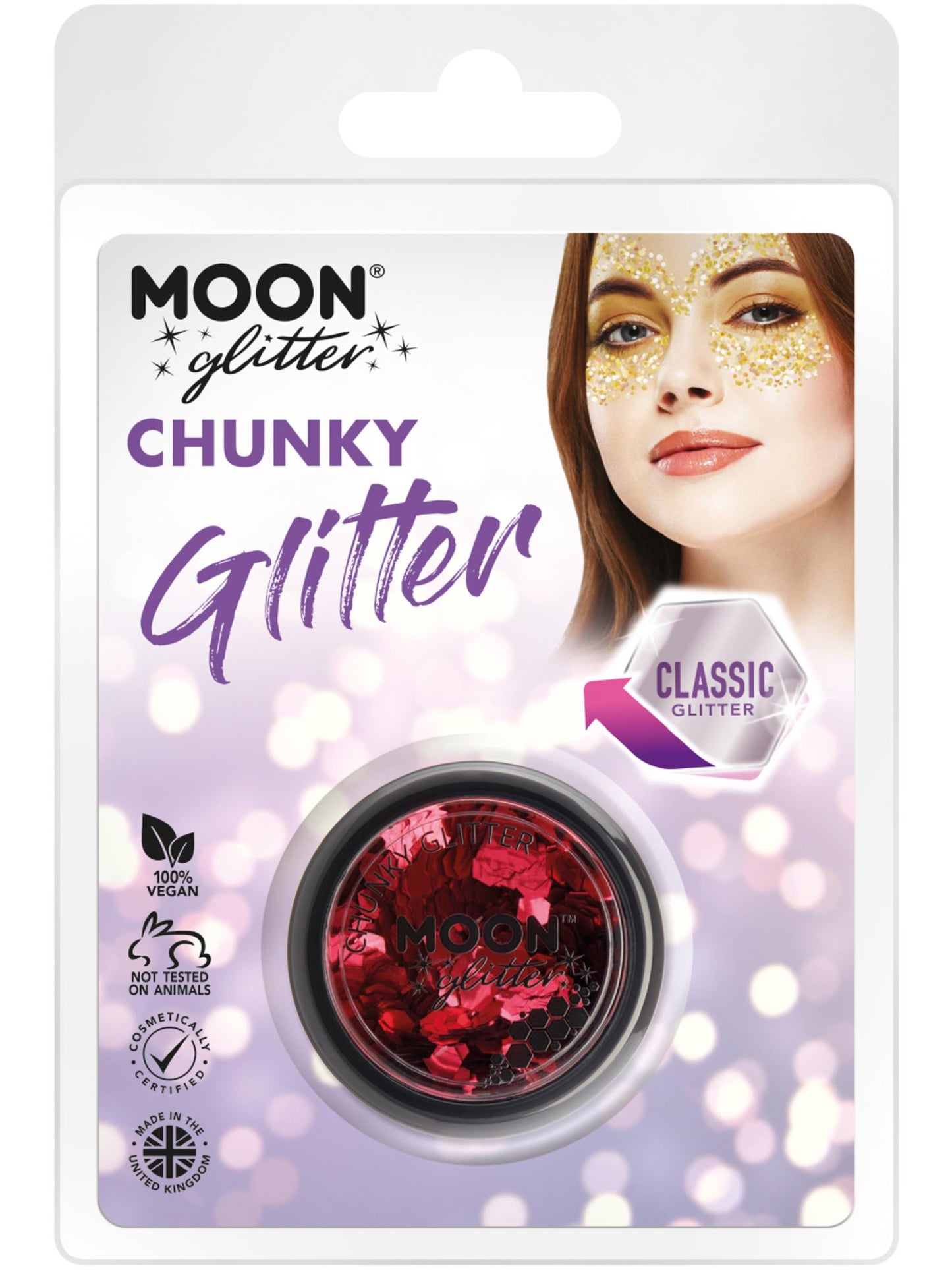 Paillettes épaisses classiques Moon Glitter, rouge, vente en gros
