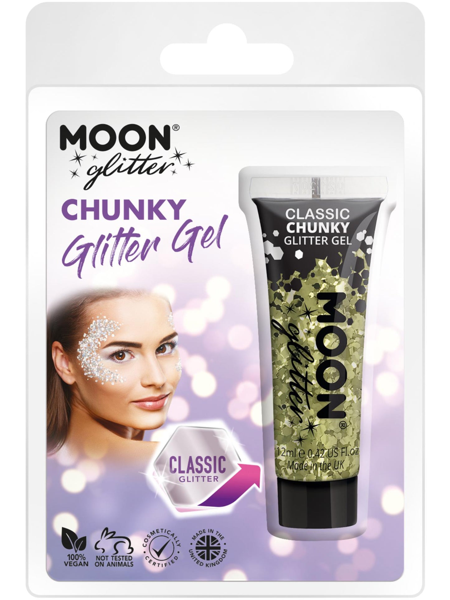 Gel pailleté épais classique Moon Glitter, or, vente en gros