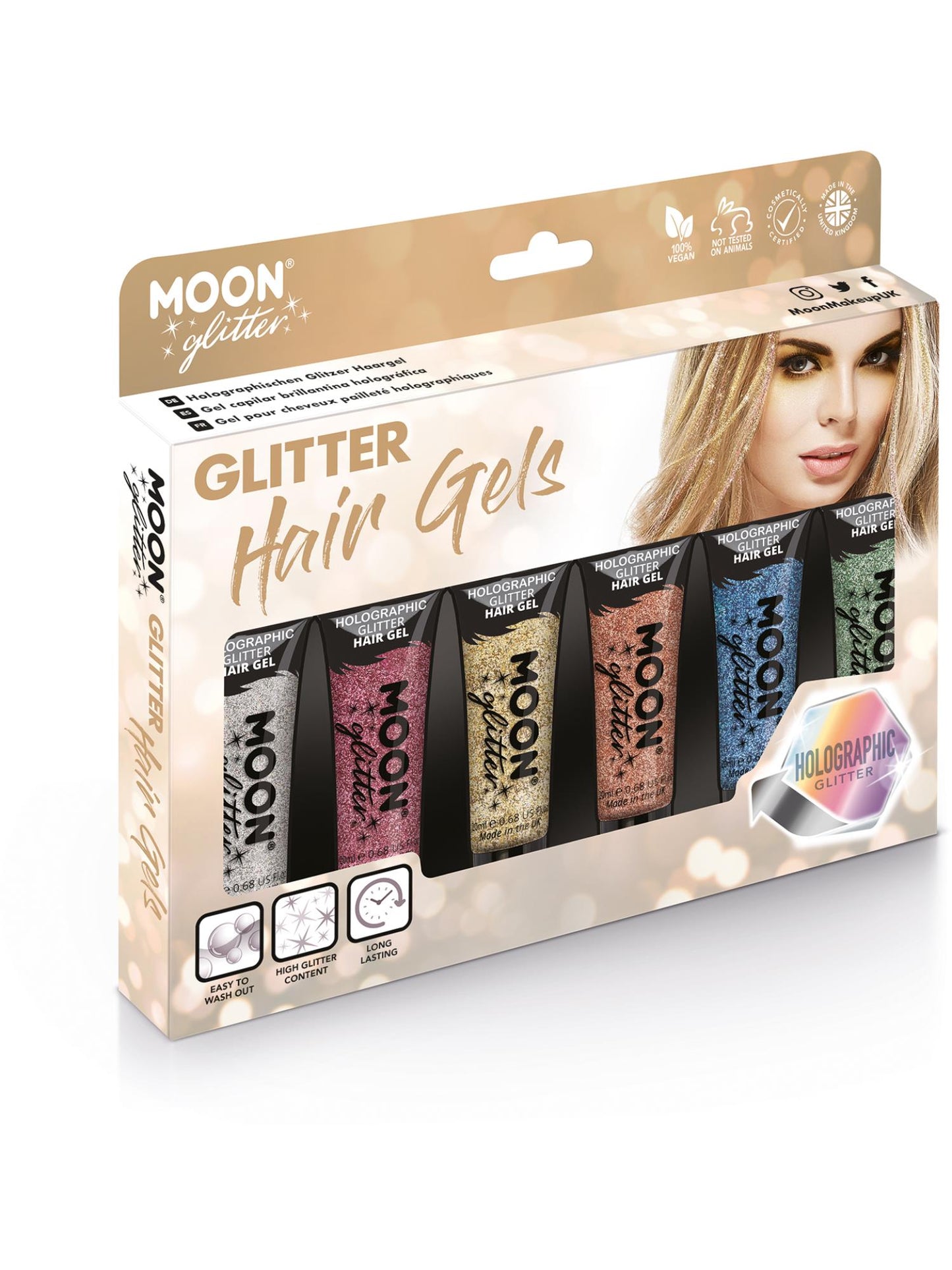 Gel pour cheveux pailleté holographique Moon Glitter en gros