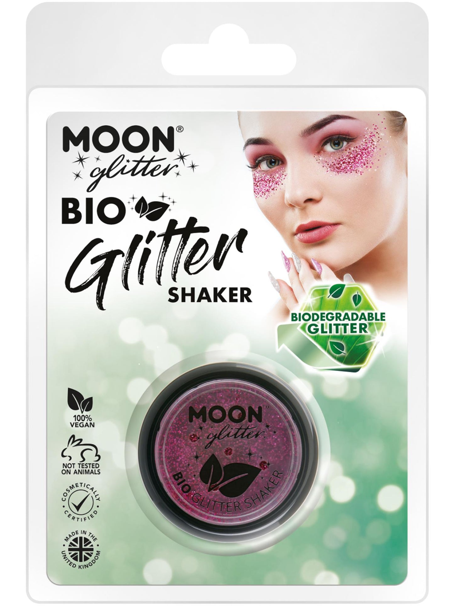 Shakers à paillettes biologiques Moon Glitter, rose foncé, vente en gros
