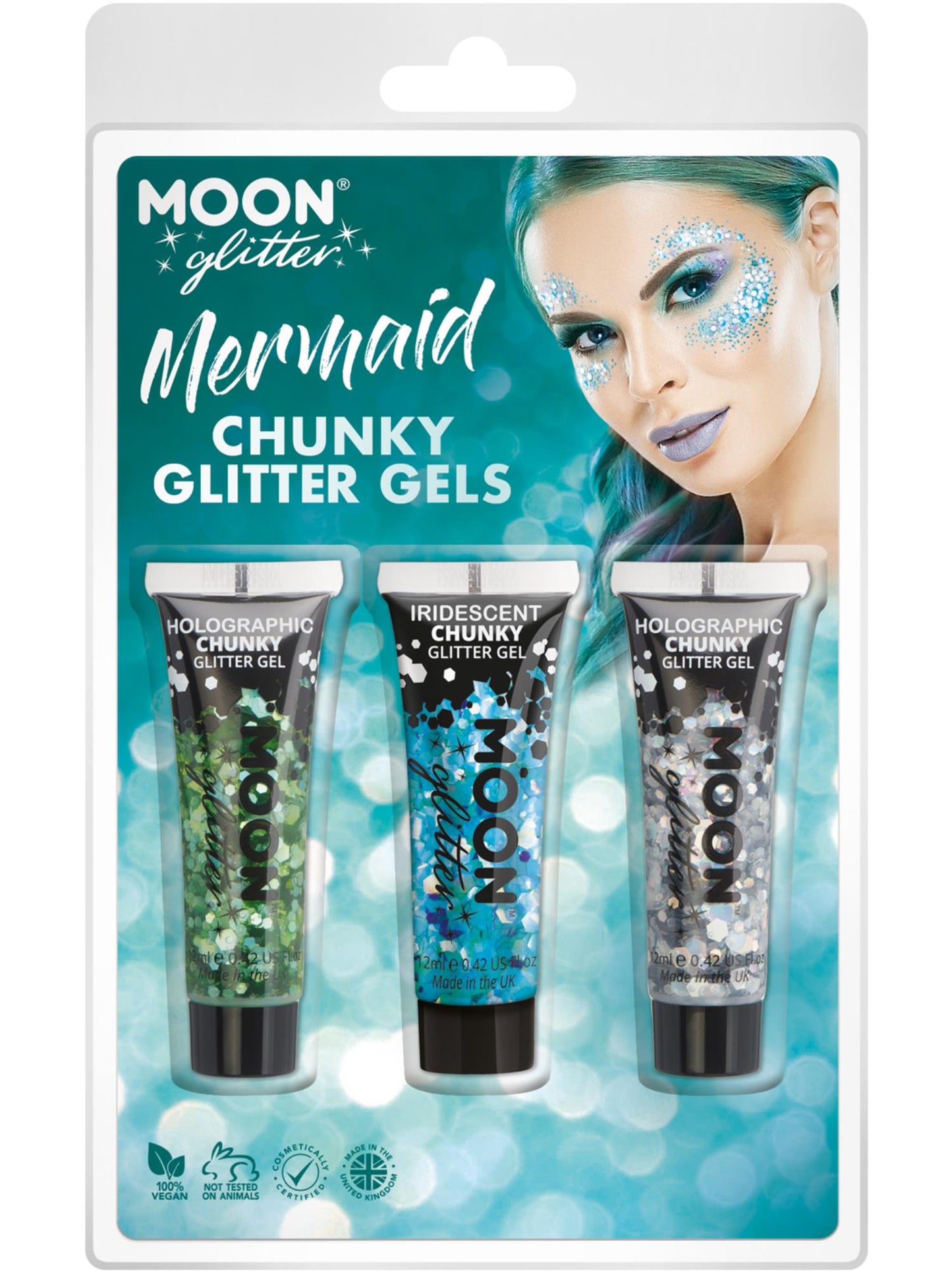 Coquillages à thème Moon Glitter, bleus, vente en gros