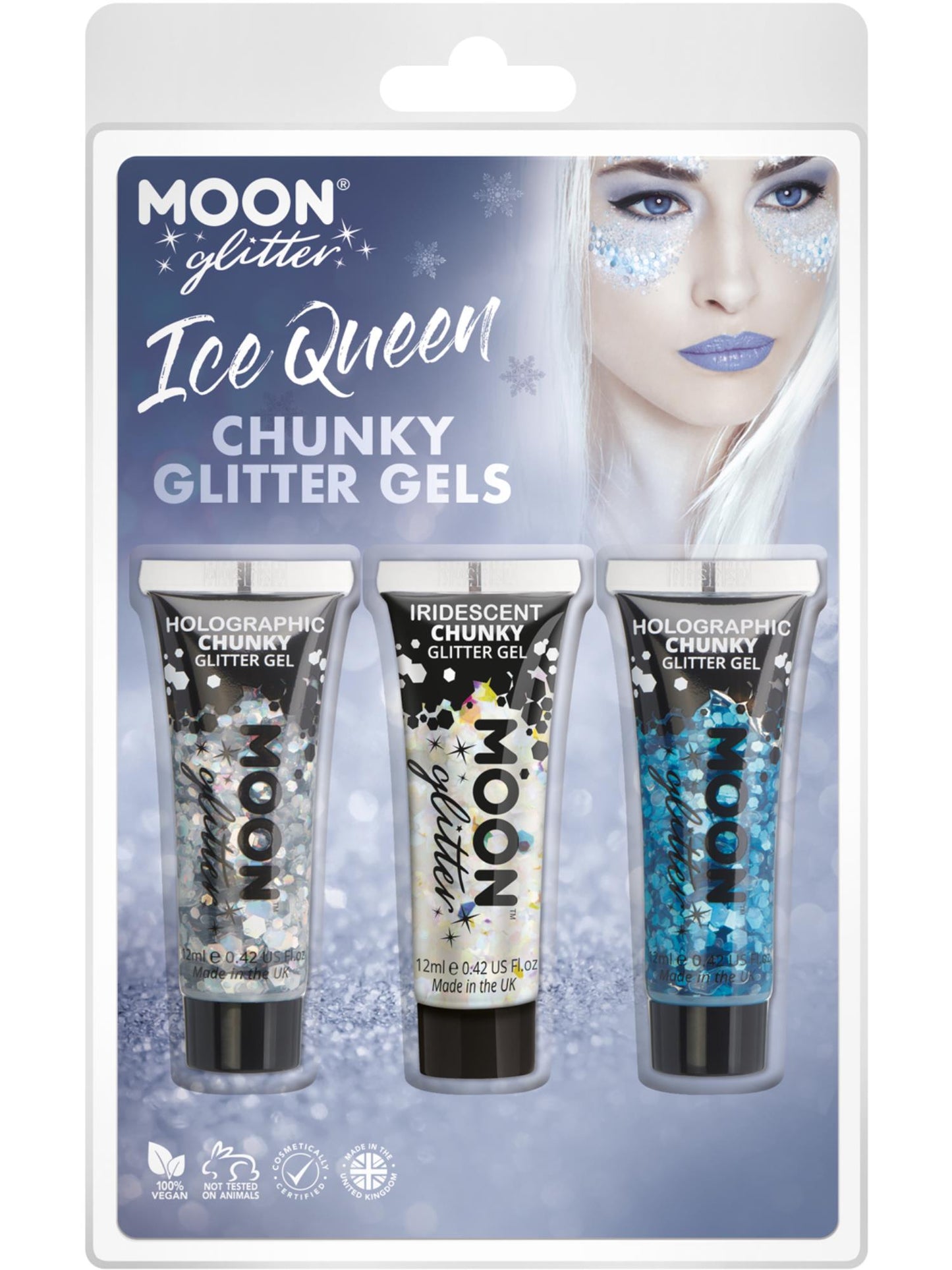 Moon Glitter Themed Clamshells, White Wholesale