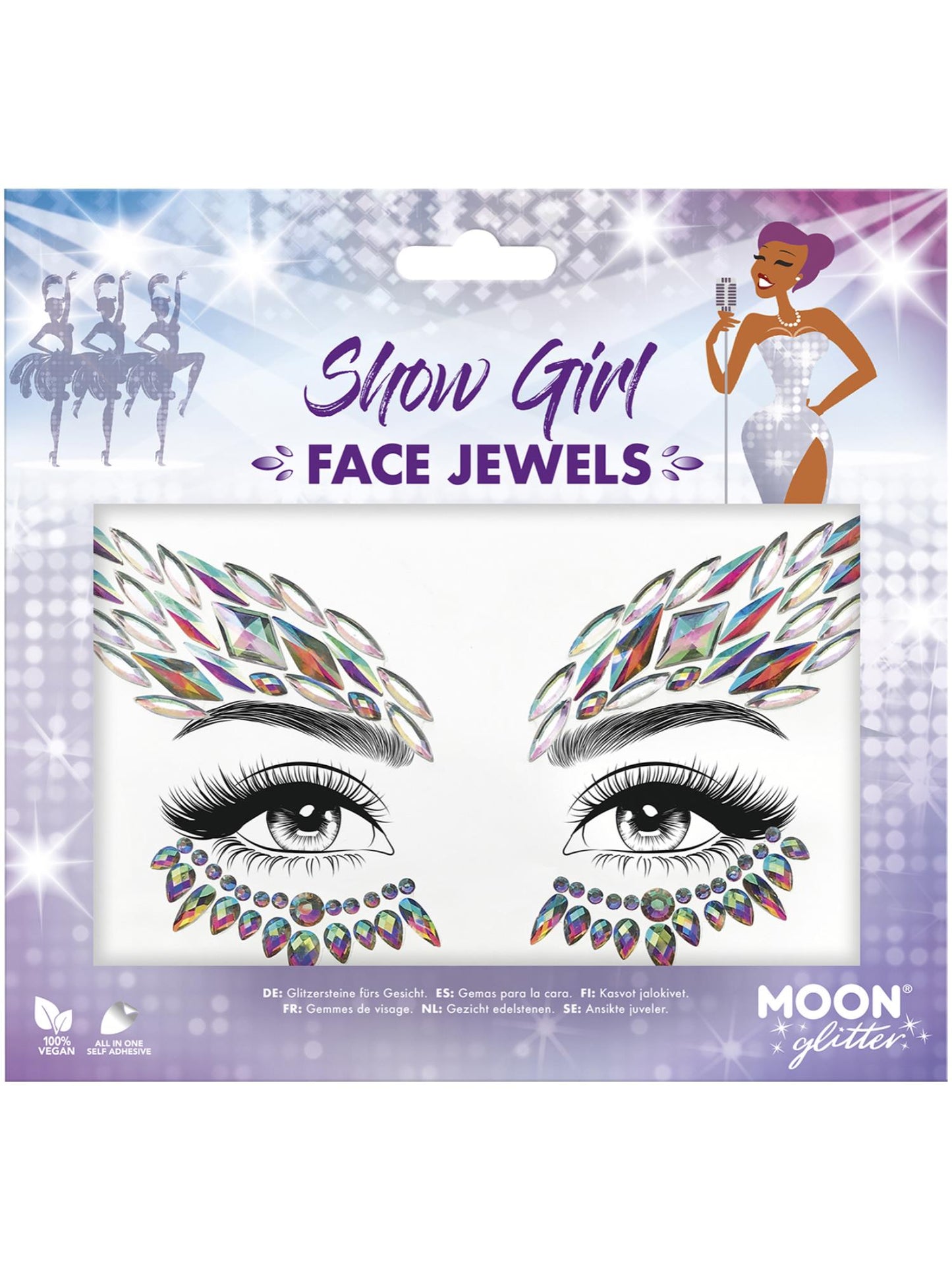 Moon Glitter Face Jewels, Show Girl Wholesale