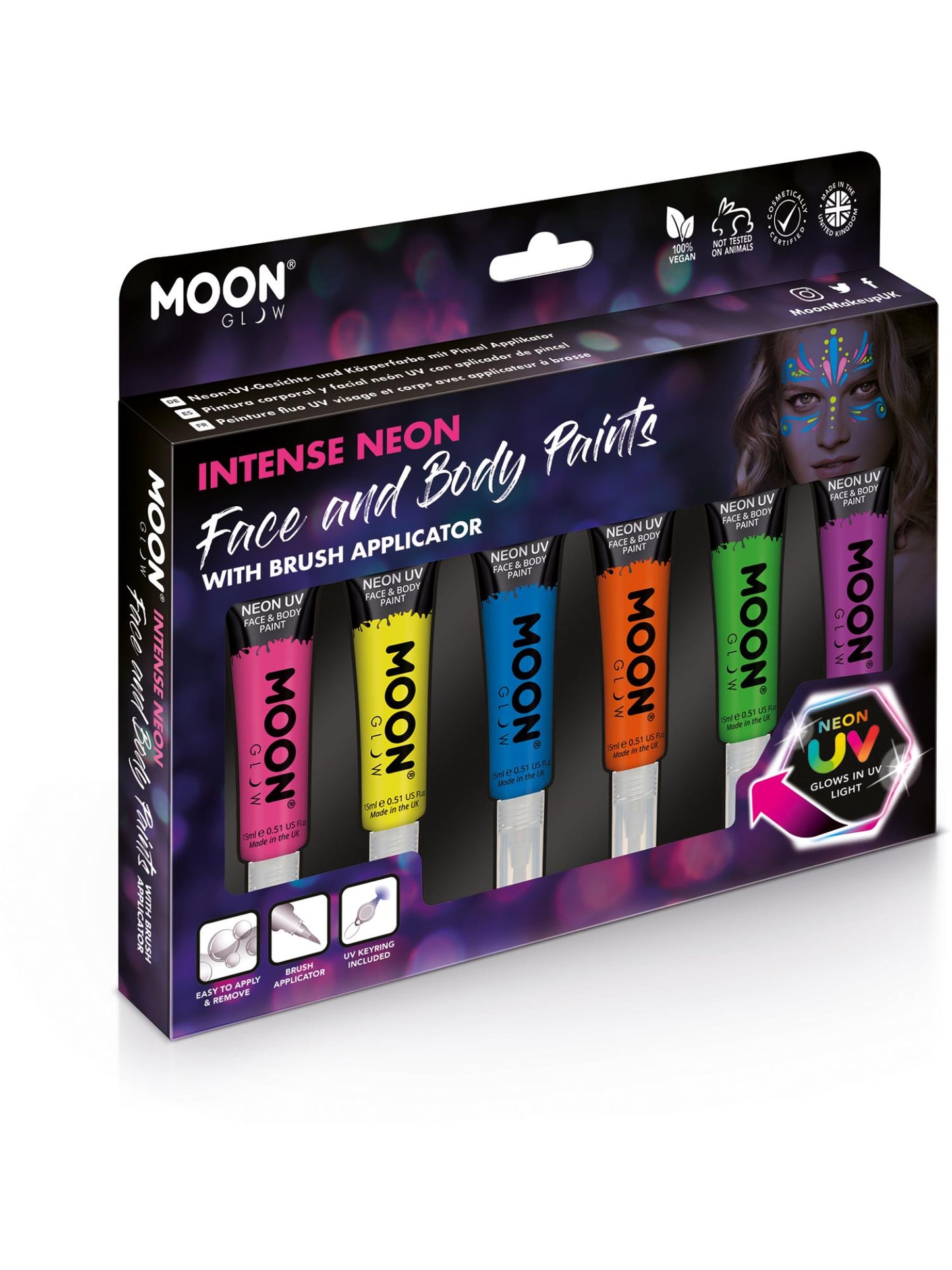 Moon Glow Intense Neon UV Face Paint, Assorted Wholesale