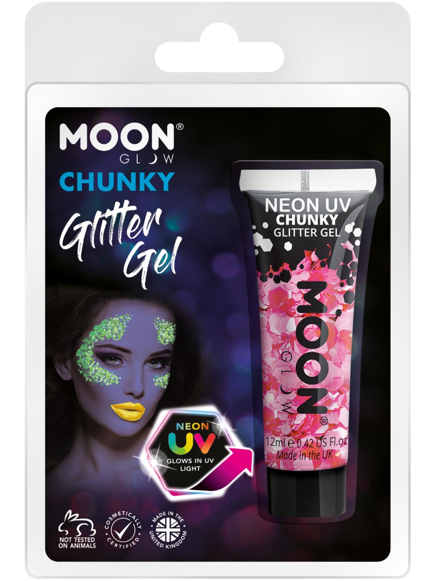 Moon Glow - Neon UV Chunky Glitter Gel, Pink Wholesale