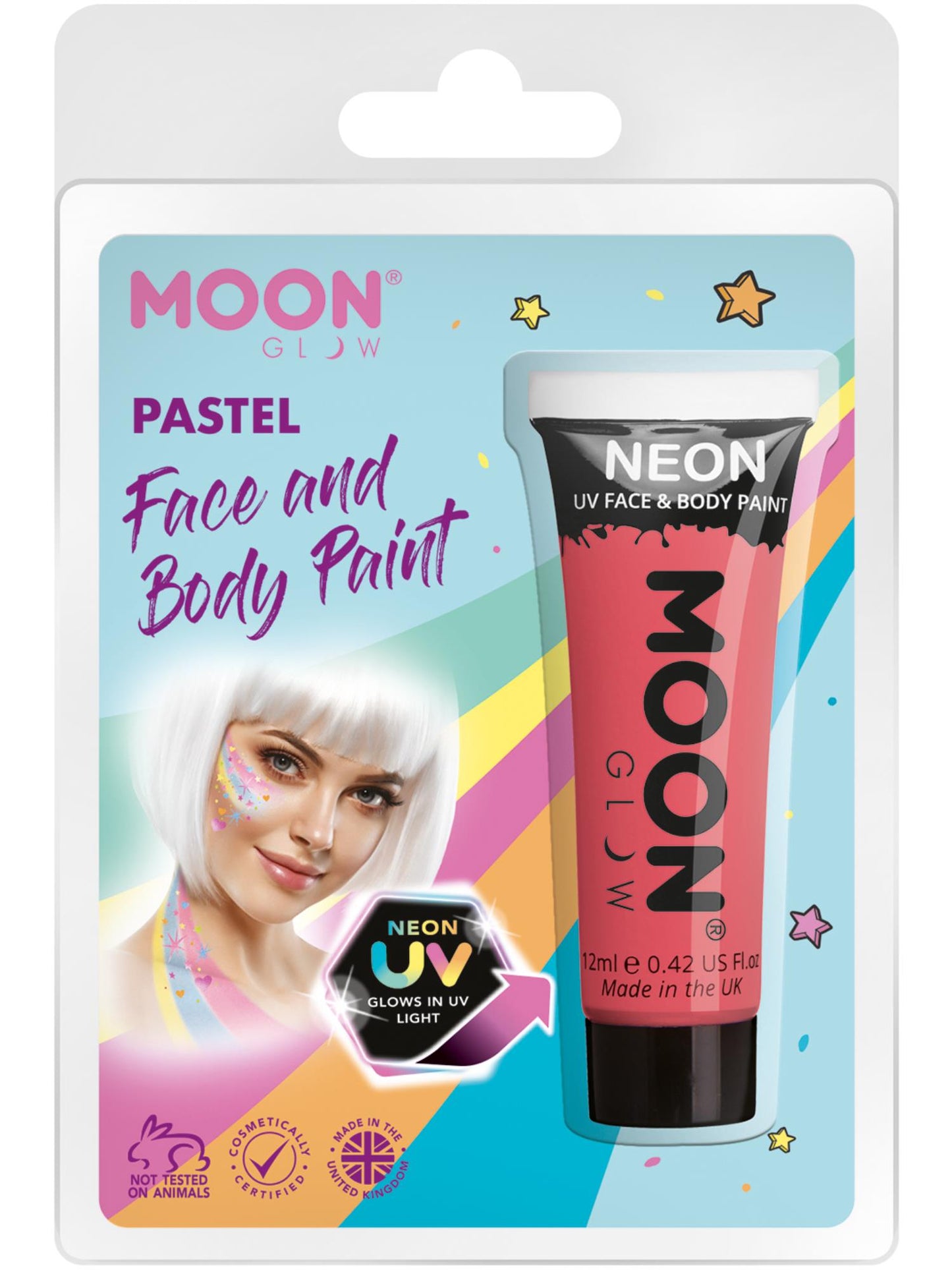 Peinture pour le visage UV pastel Moon Glow, corail pastel en gros