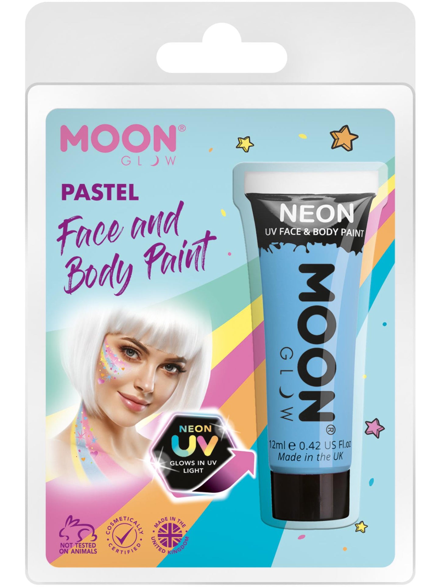 Peinture pour le visage UV Moon Glow Pastel Neon, bleu pastel, vente en gros