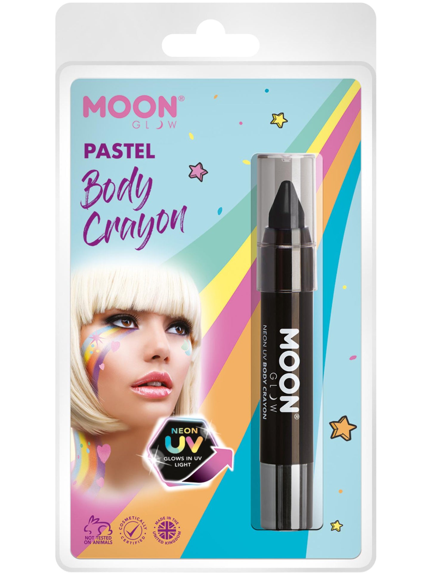 Moon Glow Pastel Neon UV Body Crayons, Black Wholesale