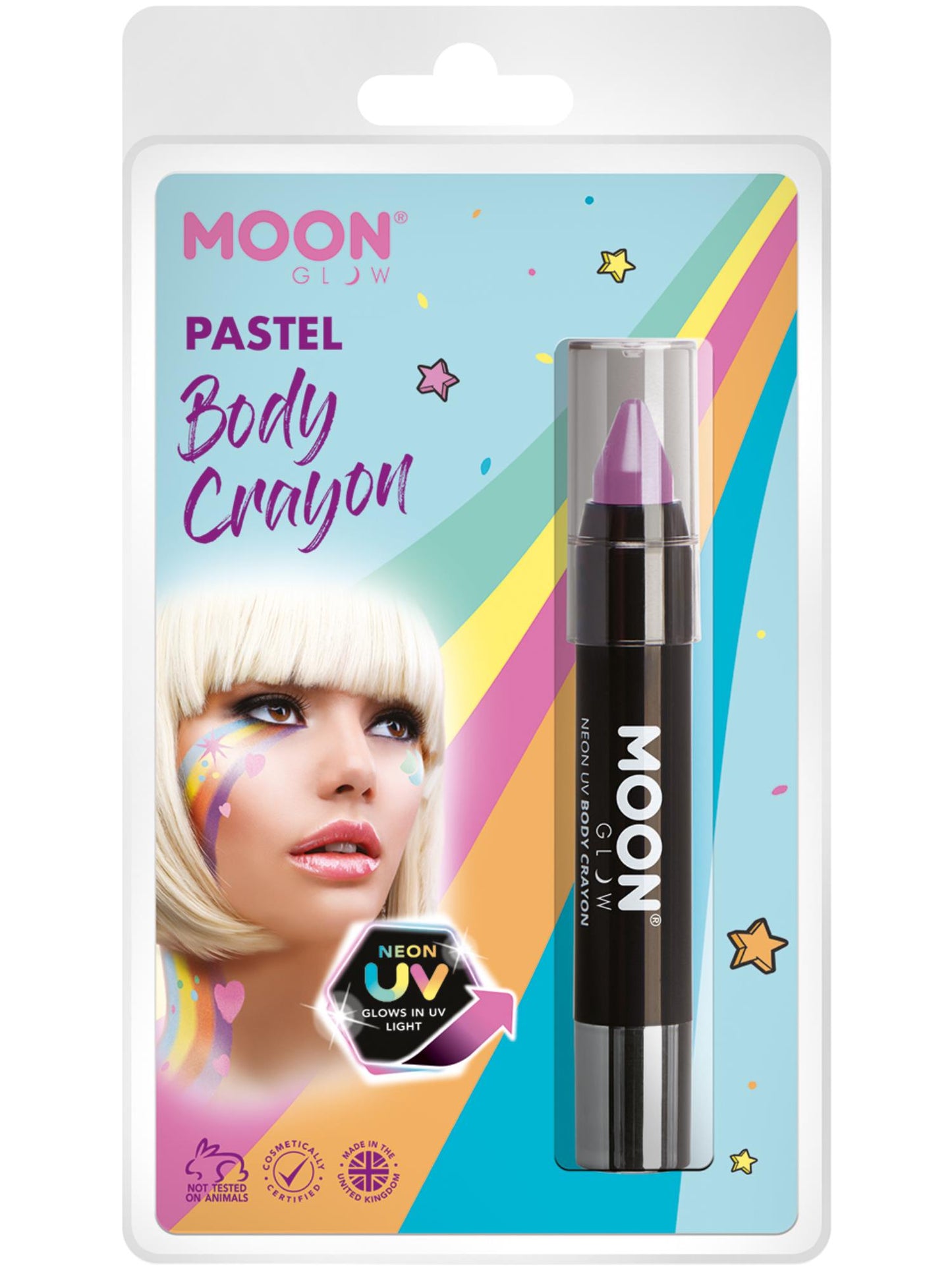 Moon Glow Pastel Neon UV Body Crayons, Pastel Lila Wholesale