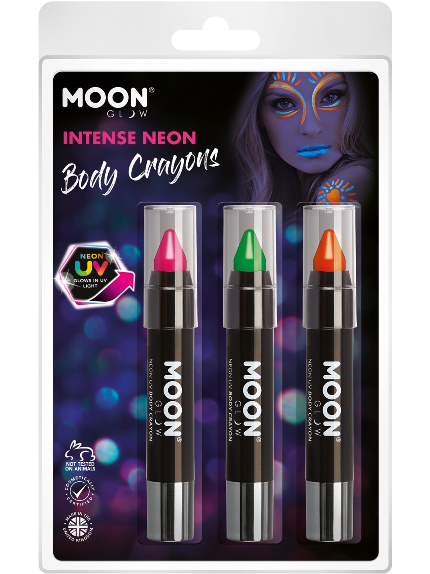 Moon Glow Intense Neon UV Body Crayons, Wholesale