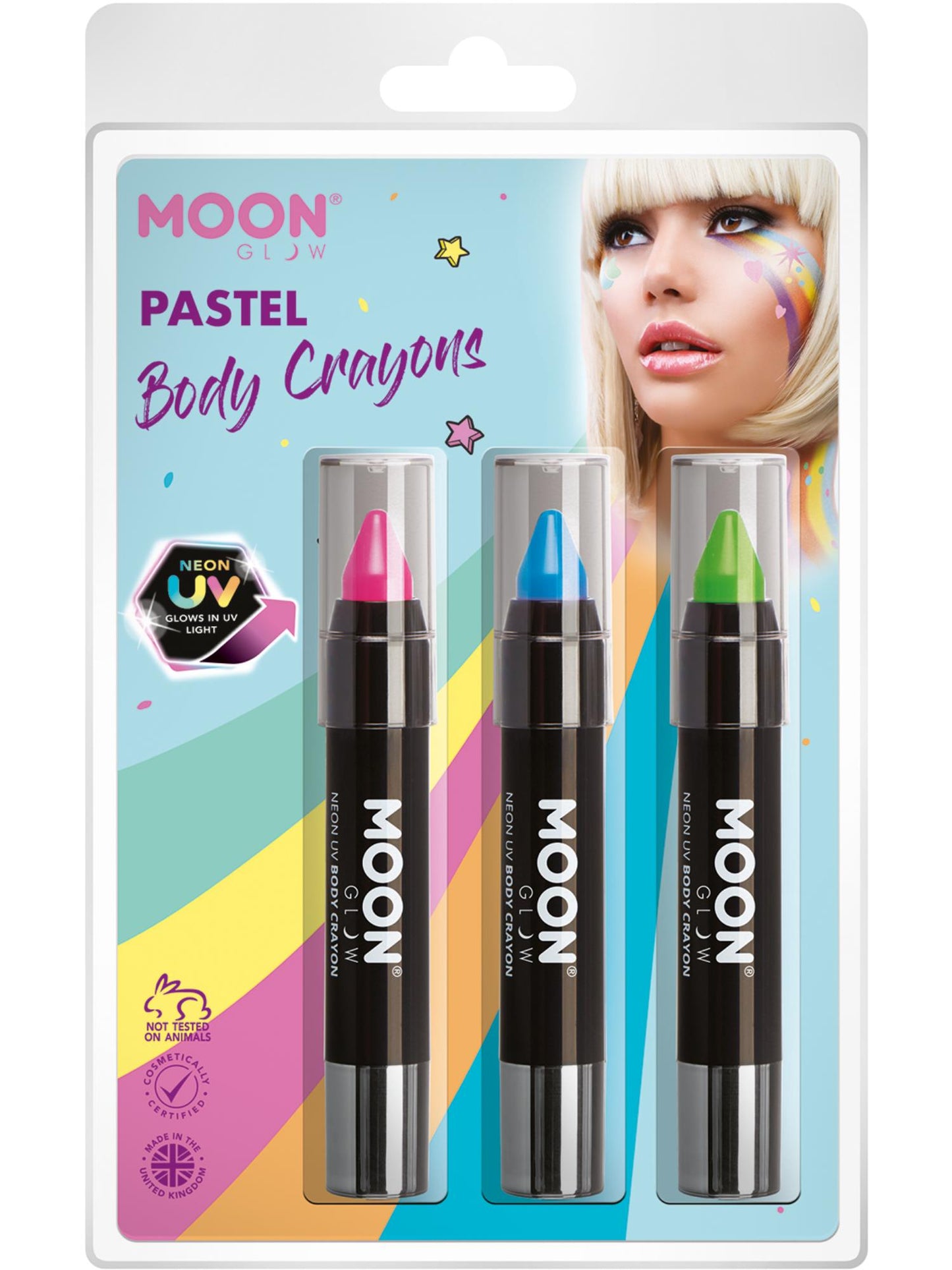 Moon Glow Pastel Neon UV Body Crayons, Wholesale