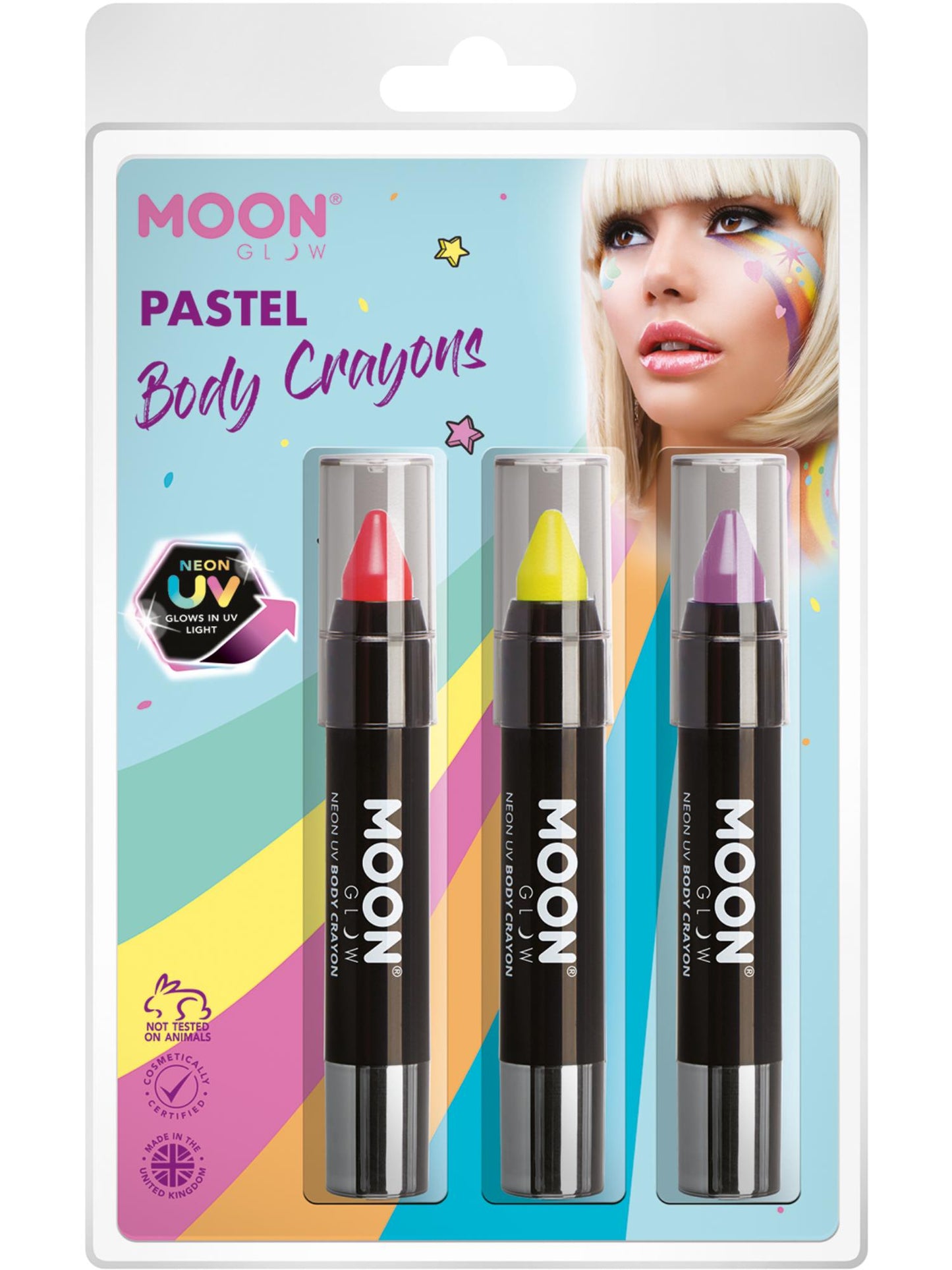 Moon Glow Intense Neon UV Body Crayons, Wholesale