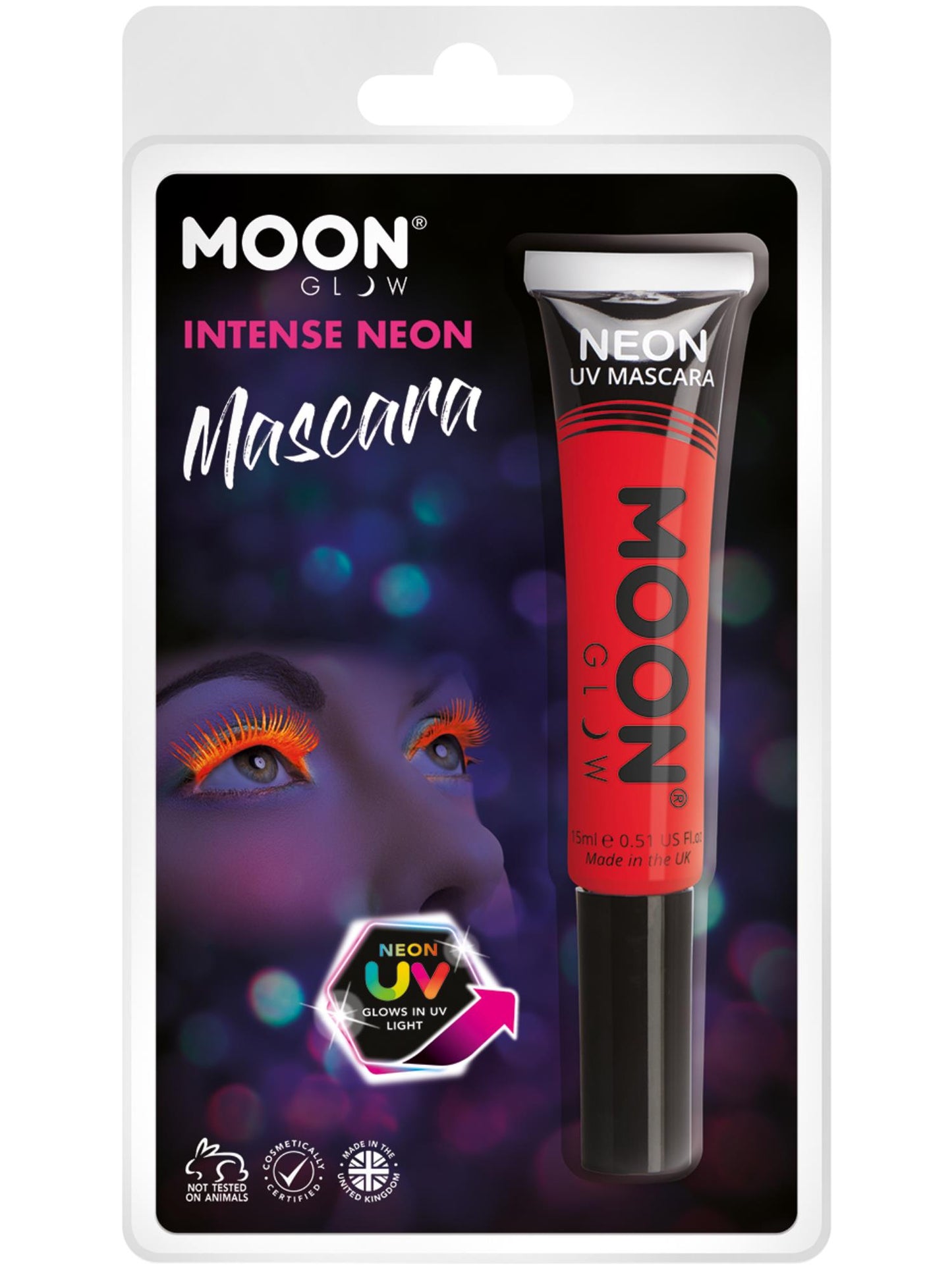 Mascara UV néon intense Moon Glow, rouge intense en gros