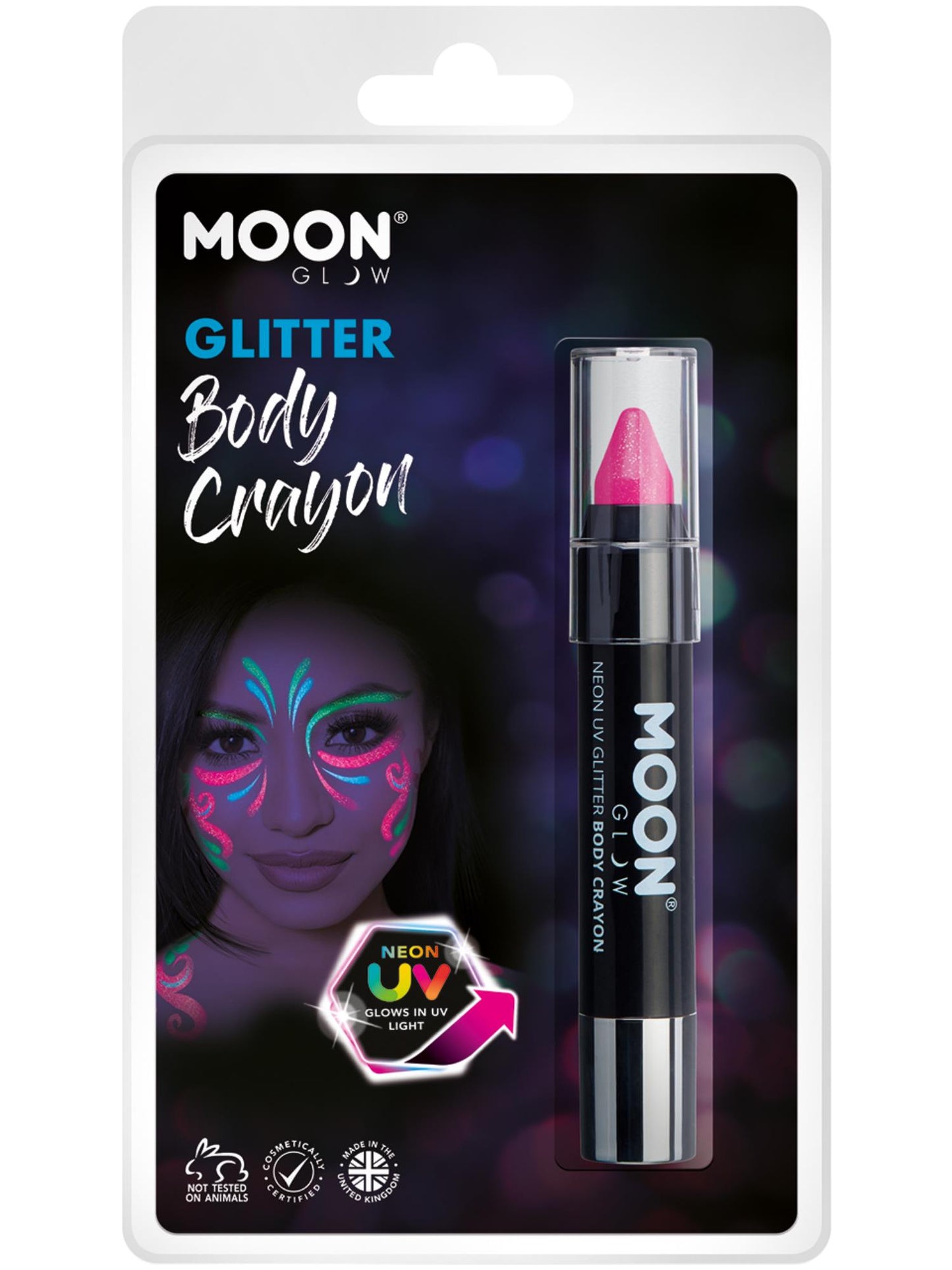 Moon Glow - Neon UV Glitter Body Crayons, Magenta Wholesale