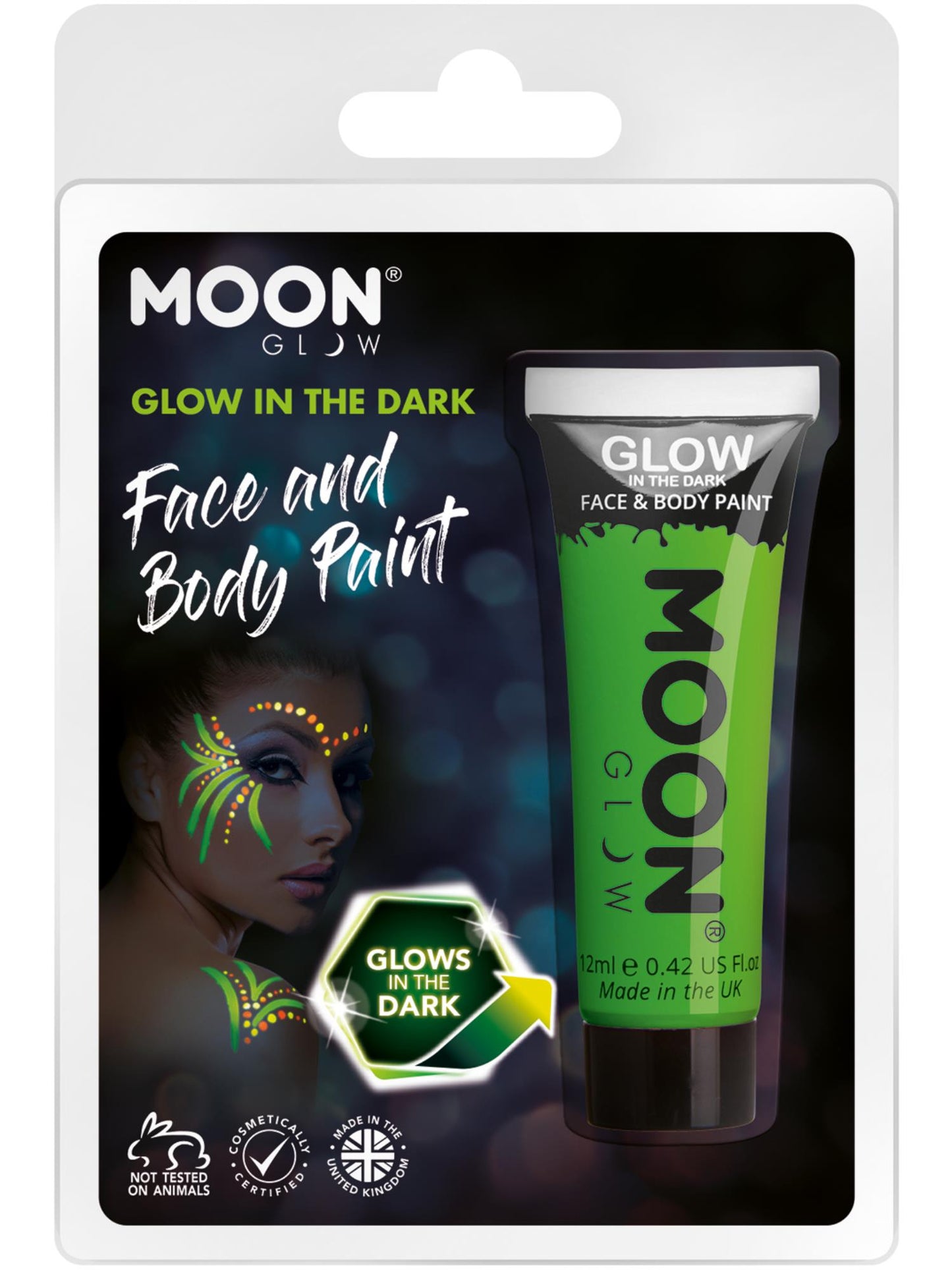 Moon Glow - Peinture pour le visage phosphorescente, verte, vente en gros