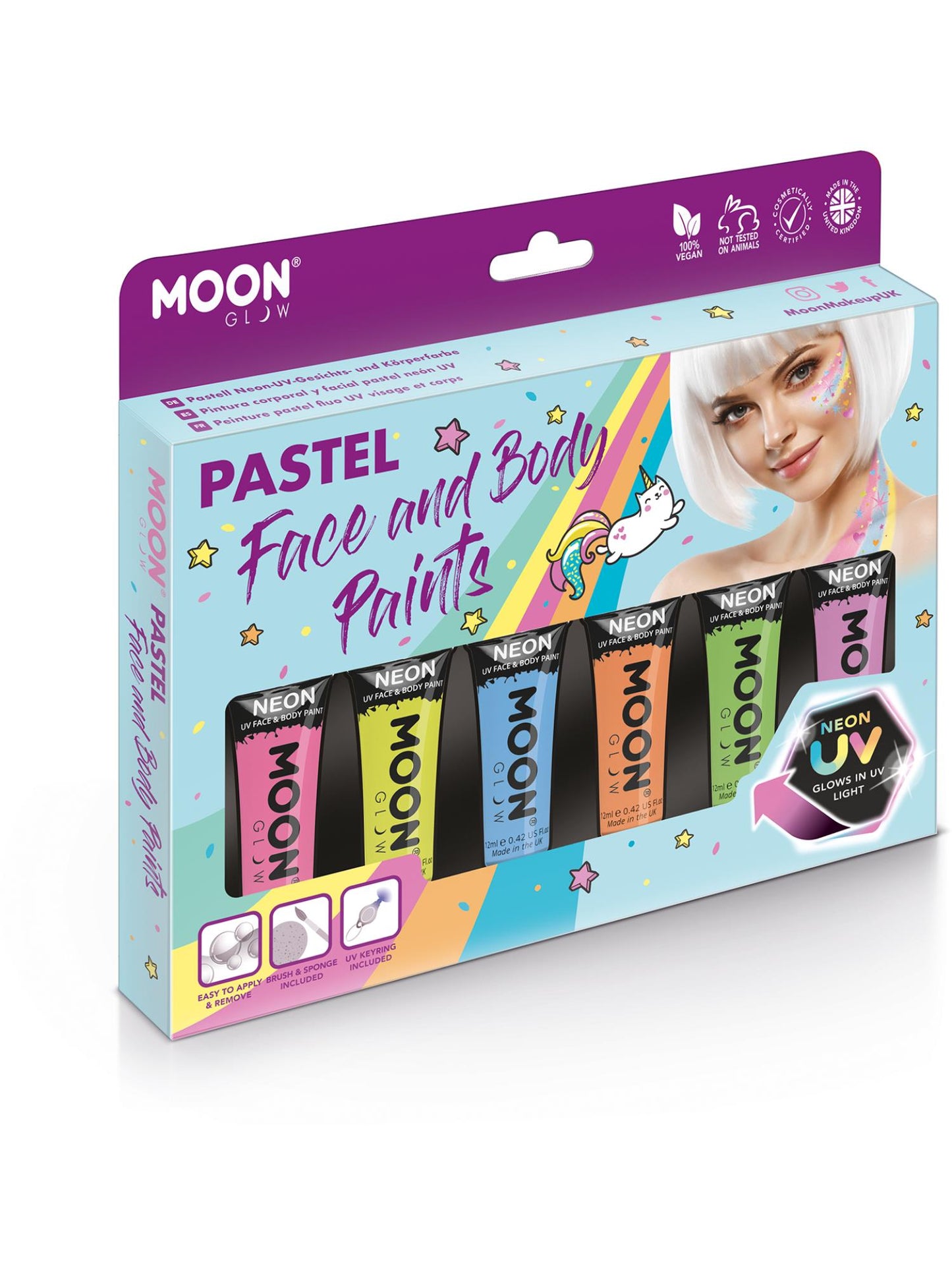Moon Glow Pastel Neon UV Face Paint Boxset, Assort Wholesale