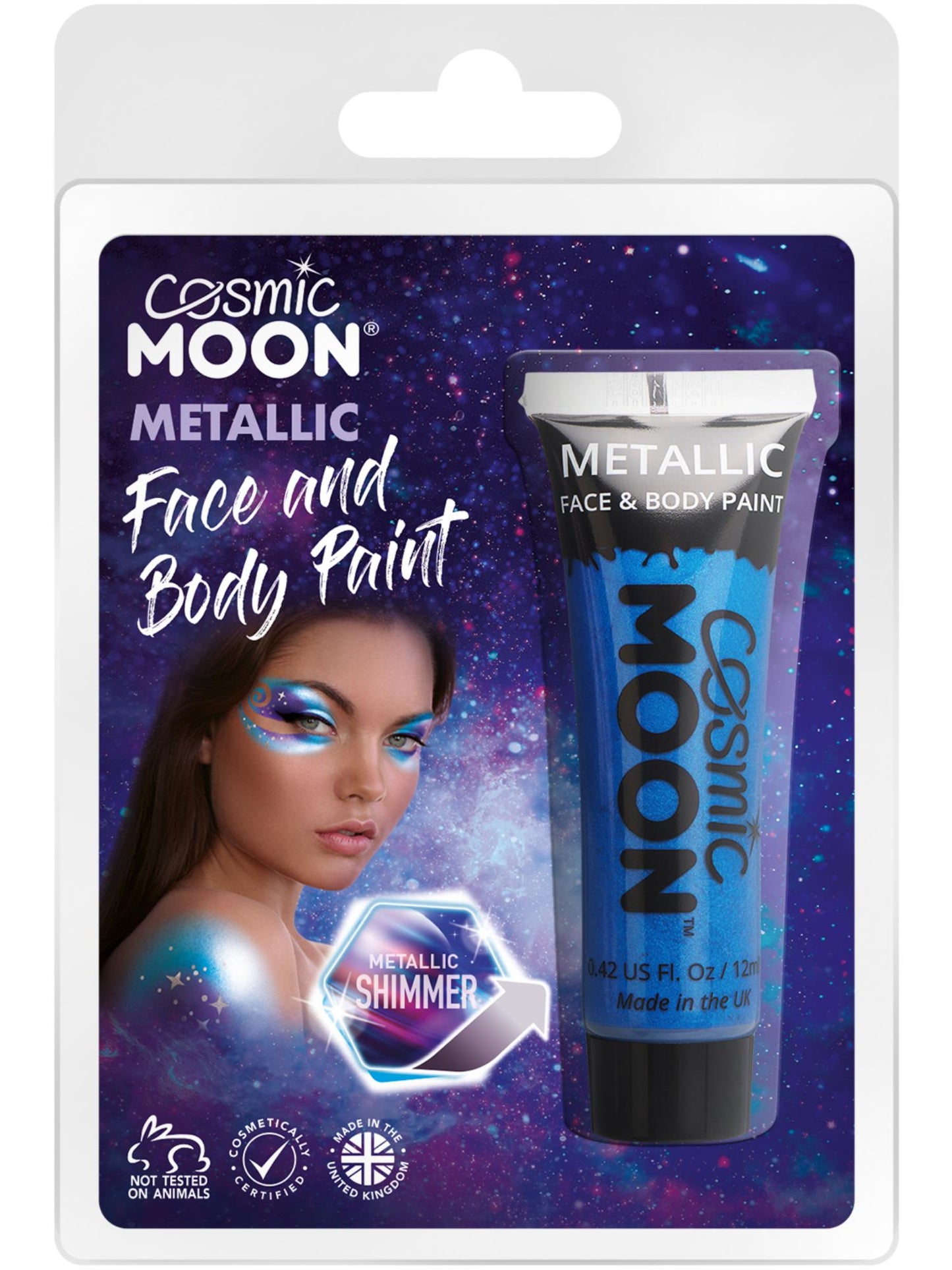 Cosmic Moon Peinture métallique pour le visage et le corps, bleu, vente en gros