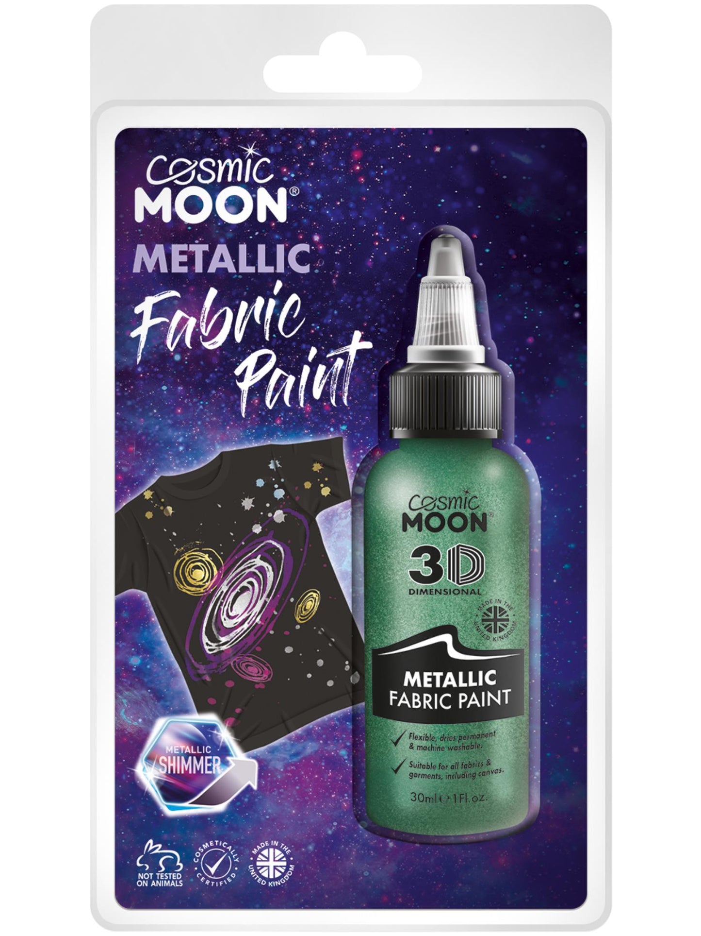 Peinture métallique pour tissu Cosmic Moon, vert, vente en gros