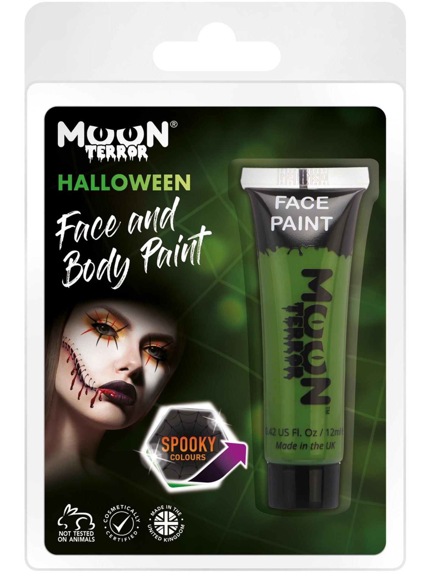 Peinture pour le visage et le corps Moon Terror Halloween, vert, vente en gros