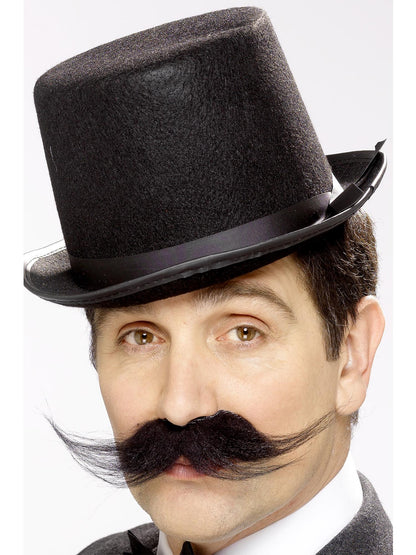 Moustache inspecteur vieille Angleterre, noir, fournie, autoadhésive
