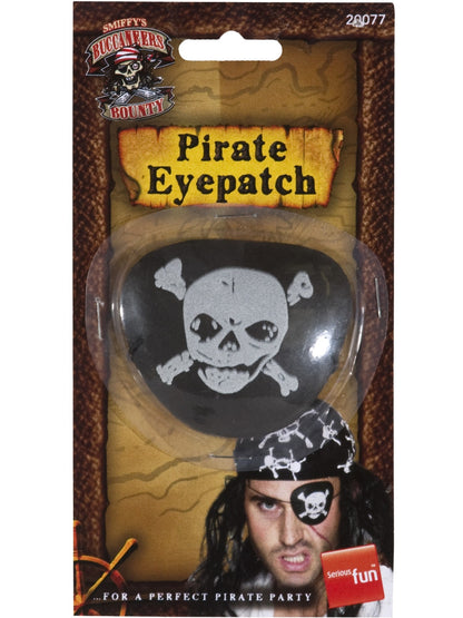 Piraten-Augenklappe, mit Totenkopf und gekreuzten Knochen