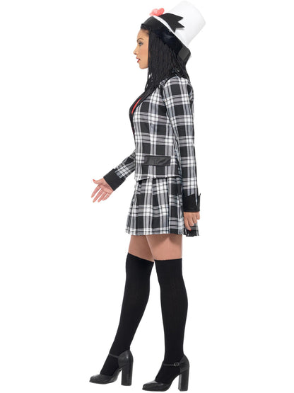 Disfraz de Dionne de Clueless Fuera de onda, Negro, con falda, parte de arriba, chaqueta, calcetines hasta la rodilla y sombrero