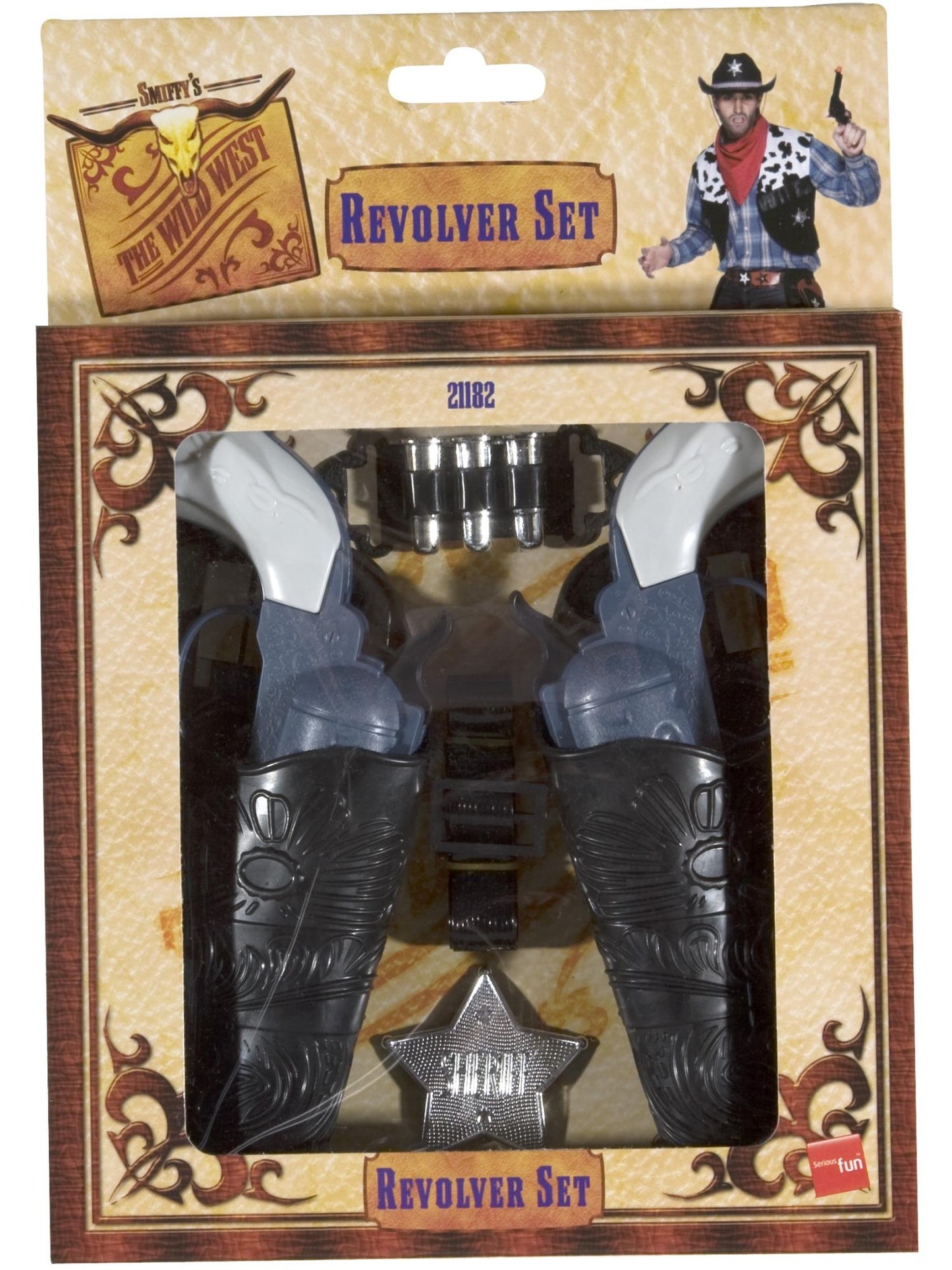 Wilder Westen Pistolen-Set, mit Holster, Patronen und Abzeichen