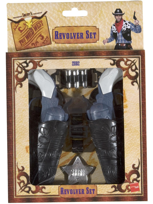 Wilder Westen Pistolen-Set, mit Holster, Patronen und Abzeichen