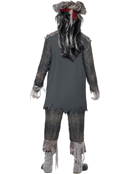 Costume goule bateau fantôme, avec manteau, pantalon & chapeau