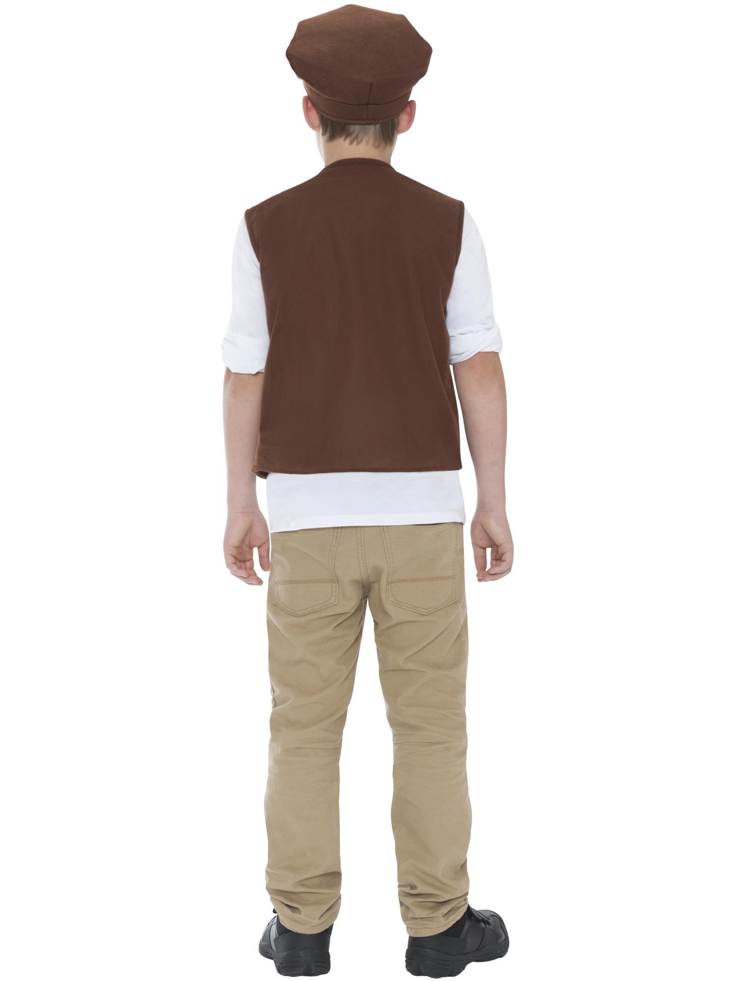 Panoplie de gamin victorien, marrón, avec gilet et casquette
