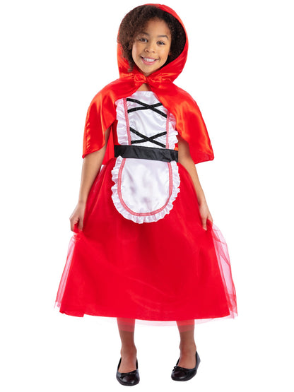 Deluxe Rotkäppchen-Kostüm, Rot, mit Kleid und Kapuze