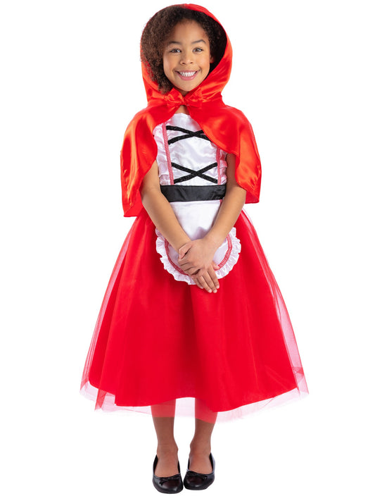 Deluxe Rotkäppchen-Kostüm, Rot, mit Kleid und Kapuze