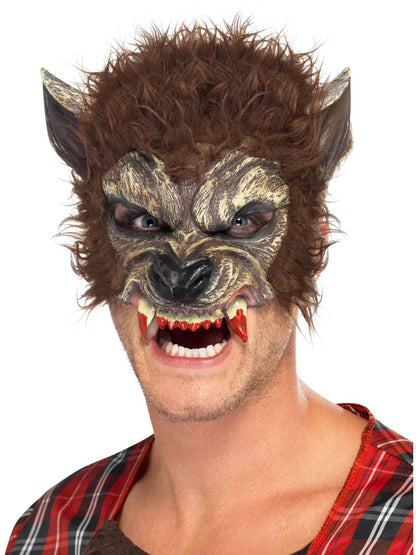 Werewolf Half Face Latex Mask, Brown  Wholesale