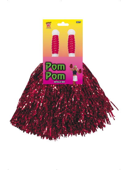 Pom Poms Metallic, Red  Wholesale