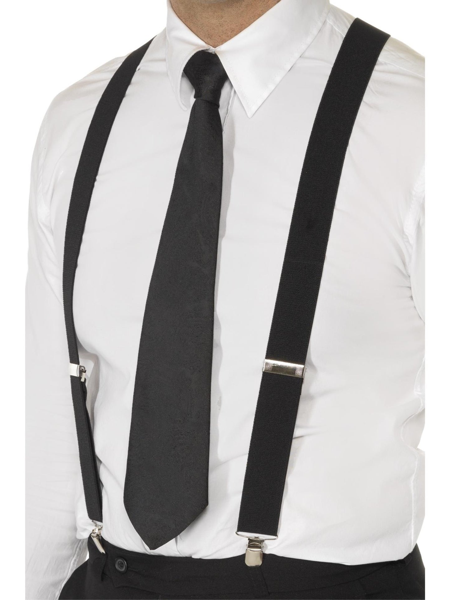 Black Elasticated Braces, Black  Wholesale
