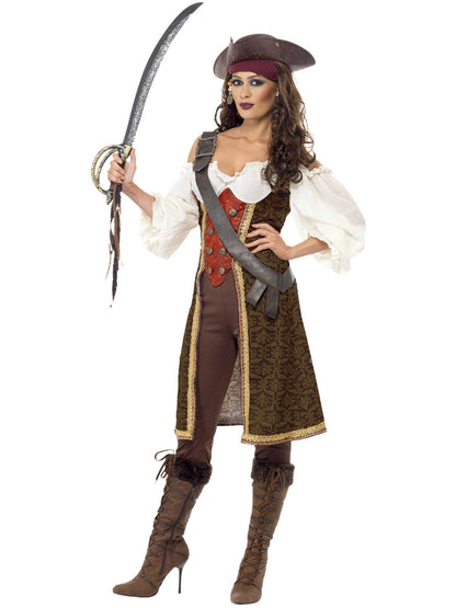 High Seas Pirate Wench Costume, Brown  Wholesale