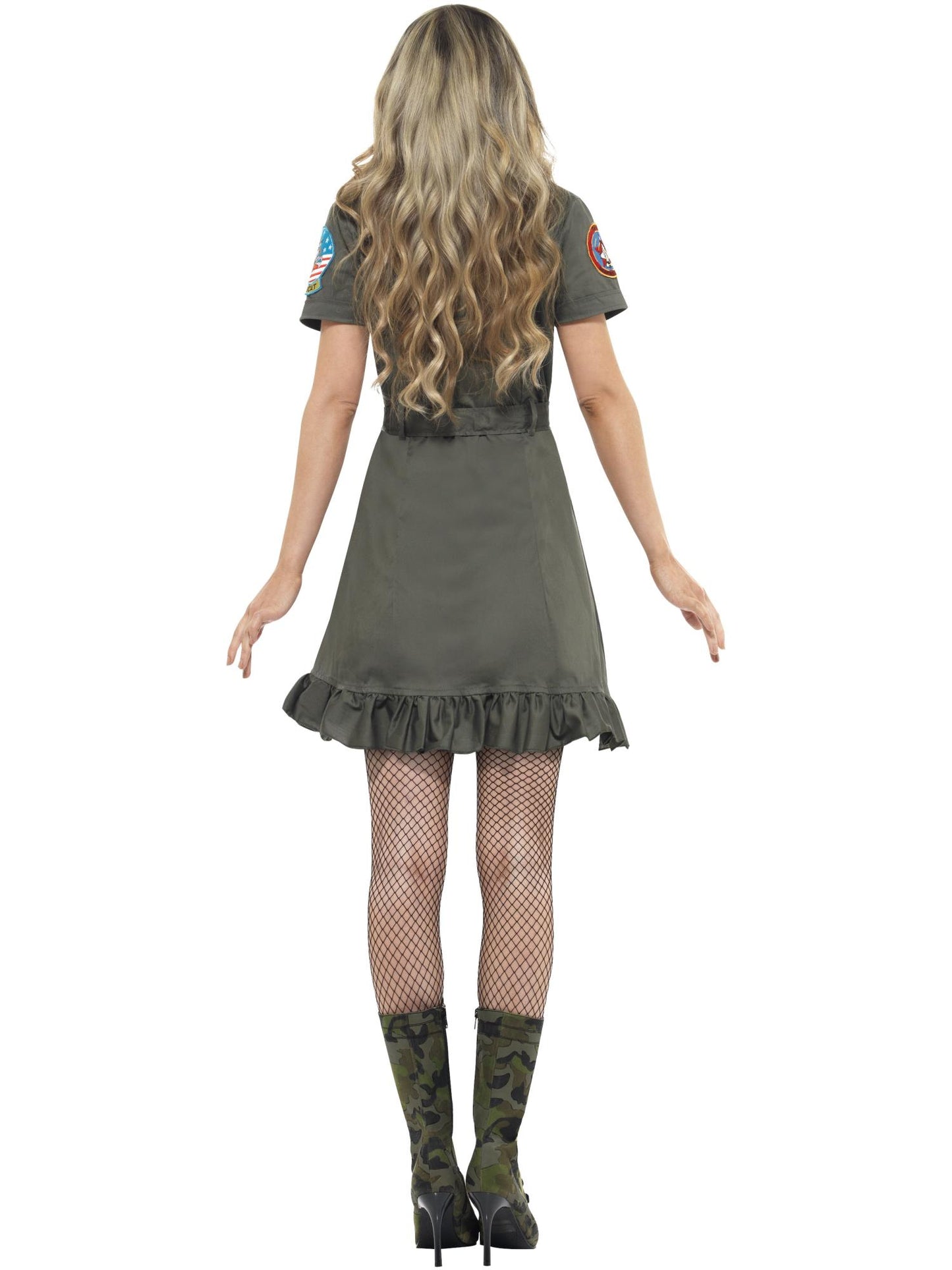 Luxuskostüm für Damen Top Gun, Grün, mit Kleid & Sonnenbrille