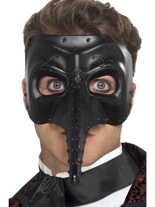 Venetian Gothic Capitano Mask, Black  Wholesale