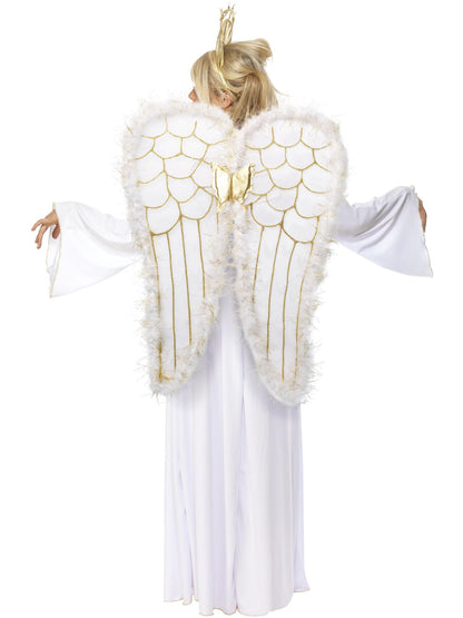 Disfraz de ángel, Blanco, con vestido, corona y alas