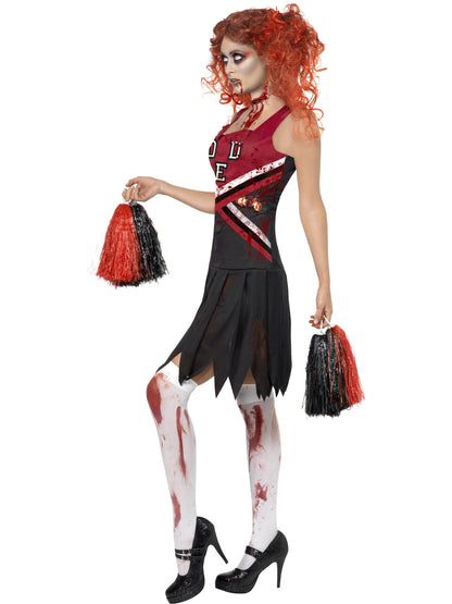 Kostüm High School Horror Cheerleader, mit Kleid und Pompons