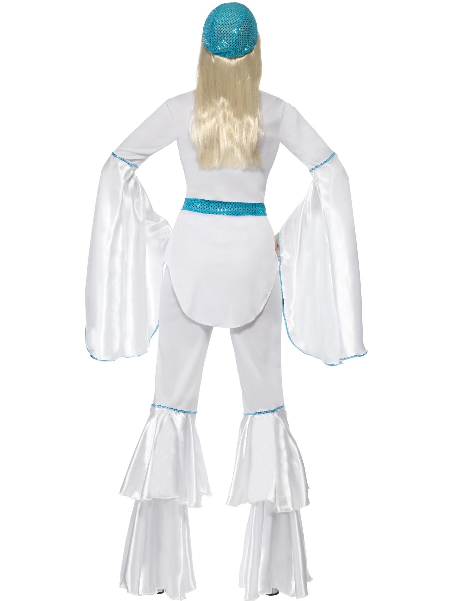 Super Trooper Damenkostüm, Weiß, mit Oberteil, Hose, Mütze und Bindegürtel 