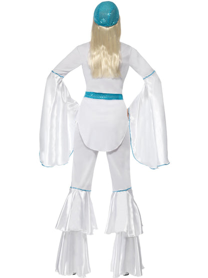 Super Trooper Damenkostüm, Weiß, mit Oberteil, Hose, Mütze und Bindegürtel 
